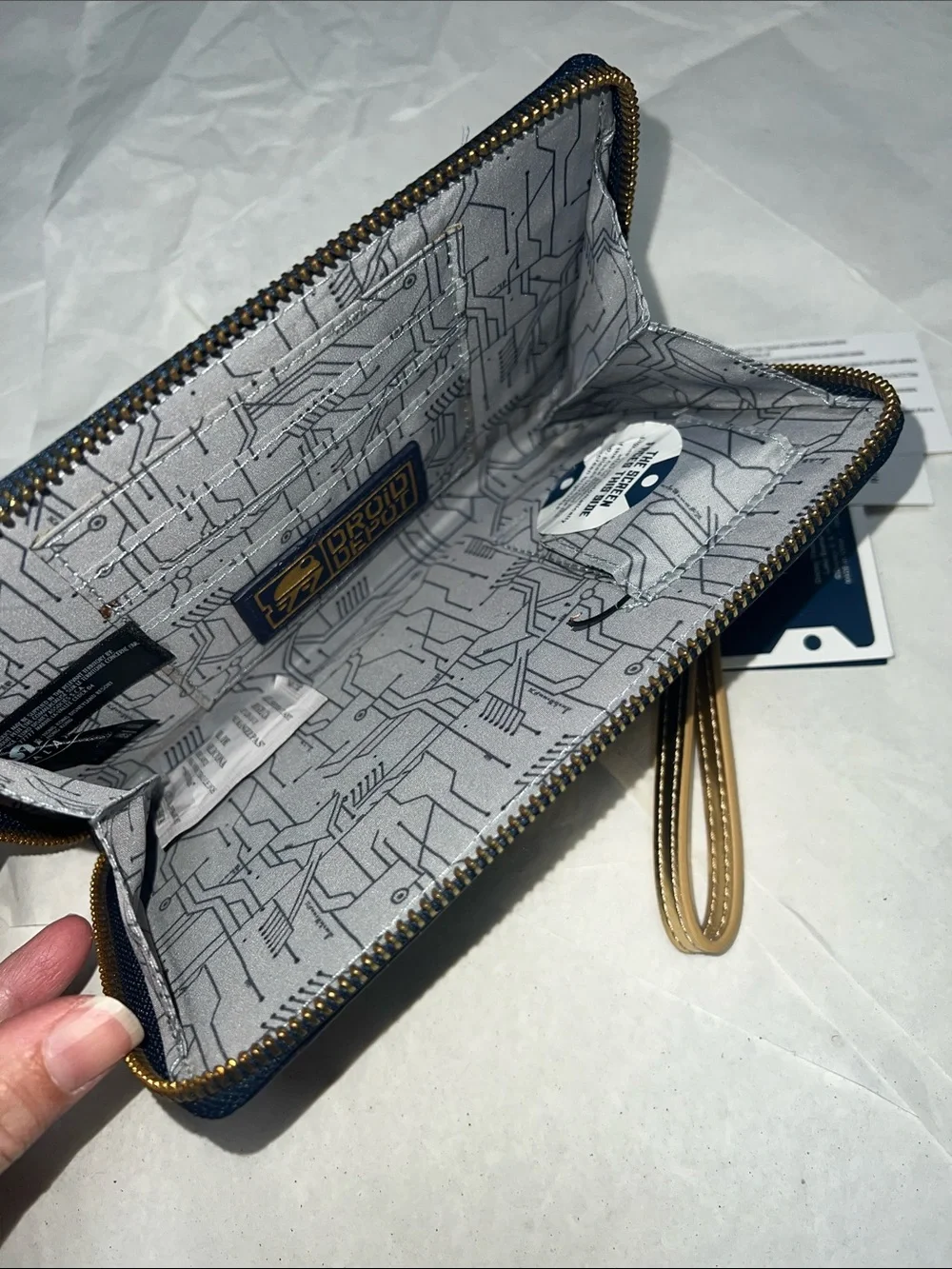 Disney Star Wars Driod Depot Navy Blue Zip Wristlet Wallet